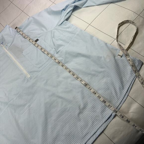 LL Bean Pullover Womens 2X Blue Everyday SunSmart Woven Lake Stripe 1/4 Zip New - Picture 10 of 10